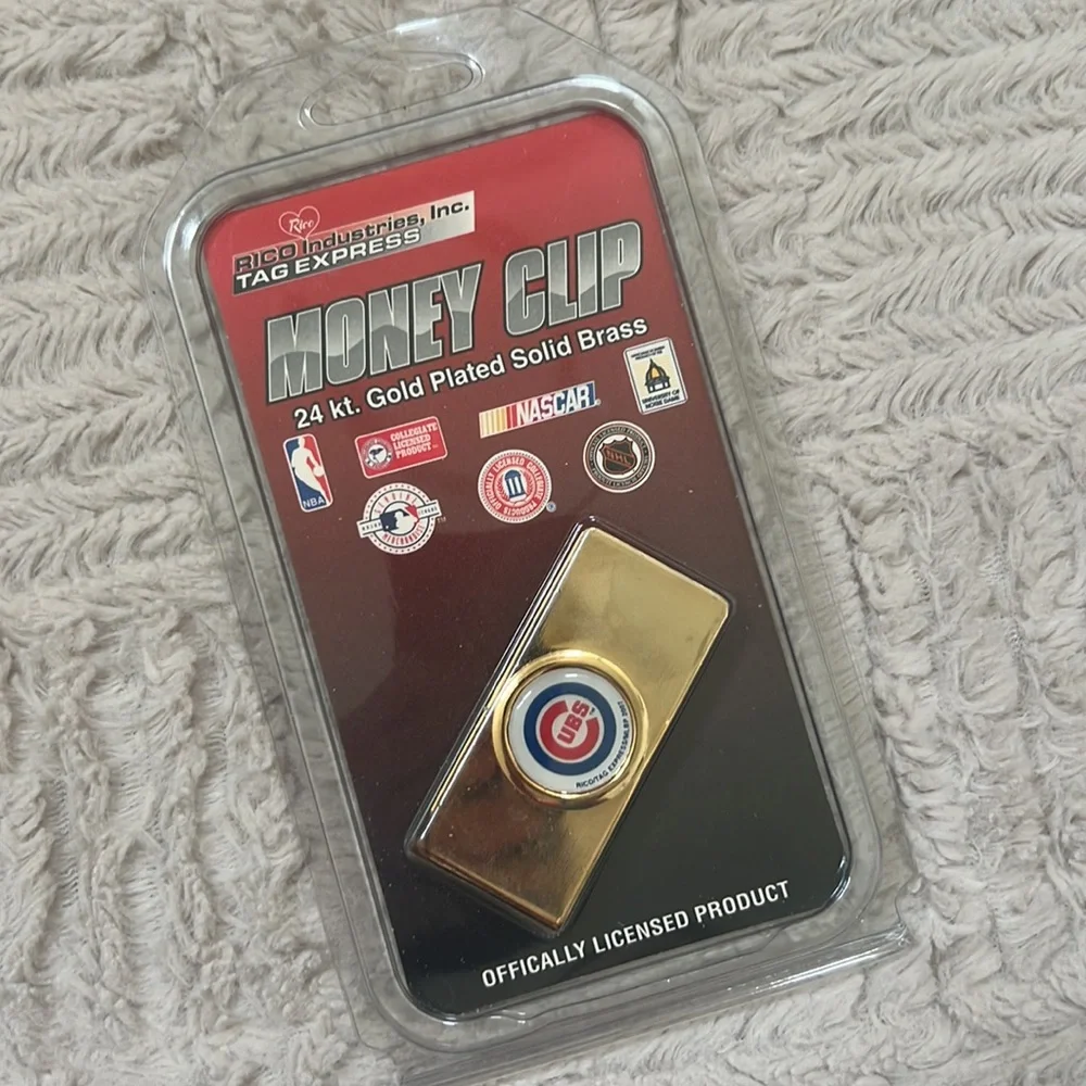 Chicago Cubs Money Clip 24 kt. Gold Plated Solid Brass officially licensed prdct